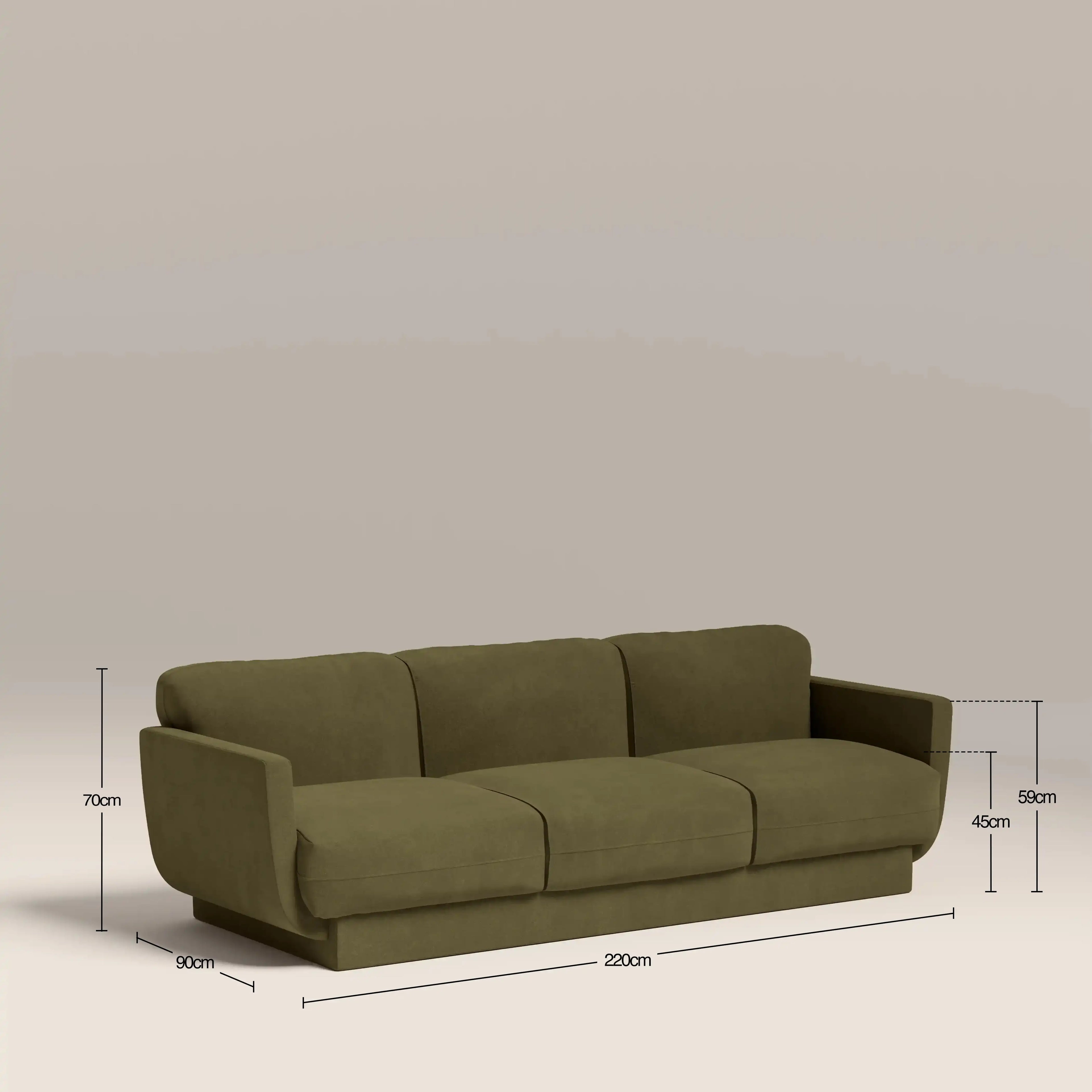 Connick 3 Seater Sofa | Moss Green Sustainable Mohair Velvet