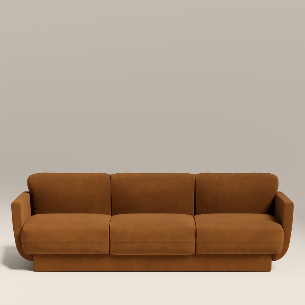 Connick 3 Seater Sofa | Caramel Brown Sustainable Mohair Velvet