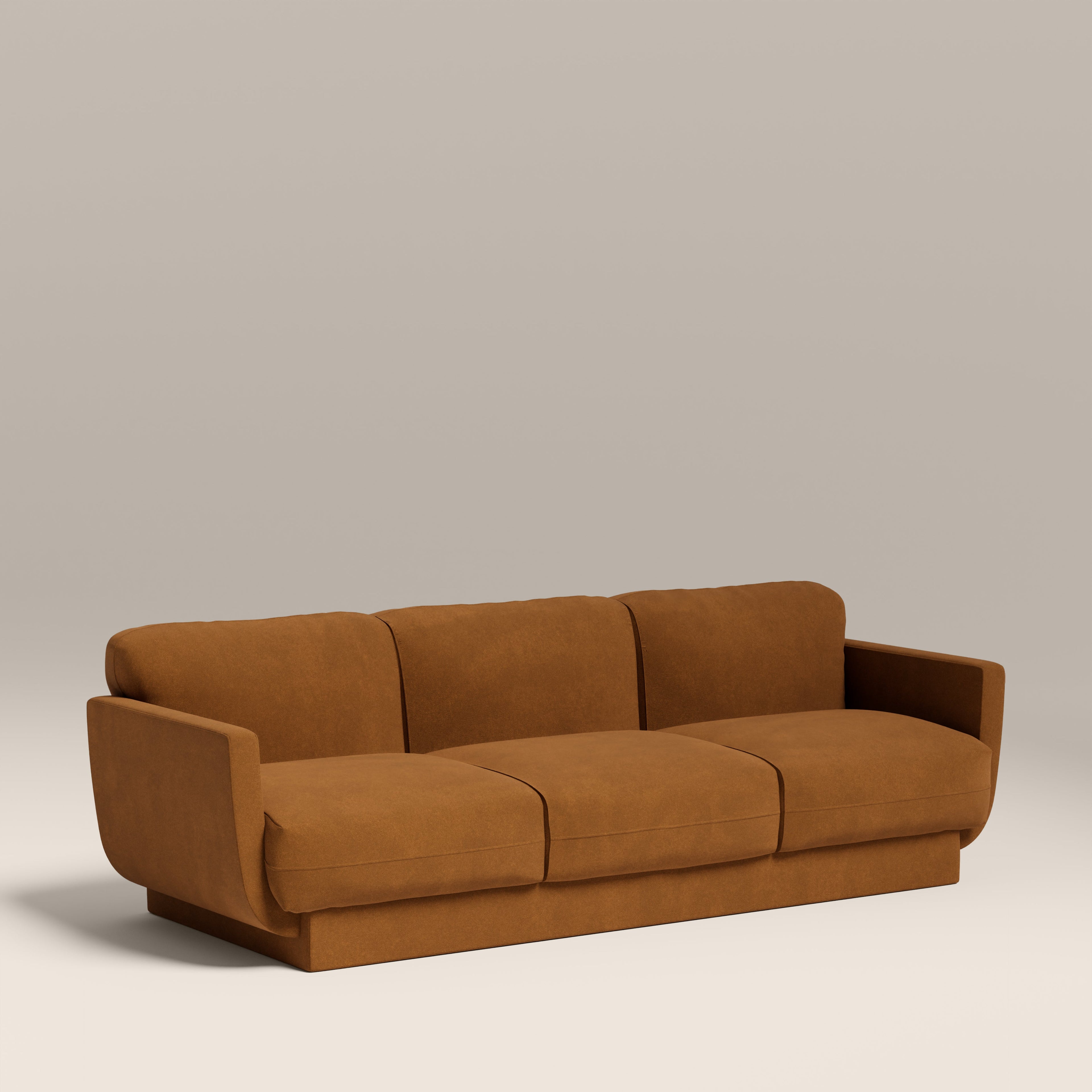Connick 3 Seater Sofa | Caramel Brown Sustainable Mohair Velvet