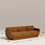 Connick 3 Seater Sofa | Caramel Brown Sustainable Mohair Velvet