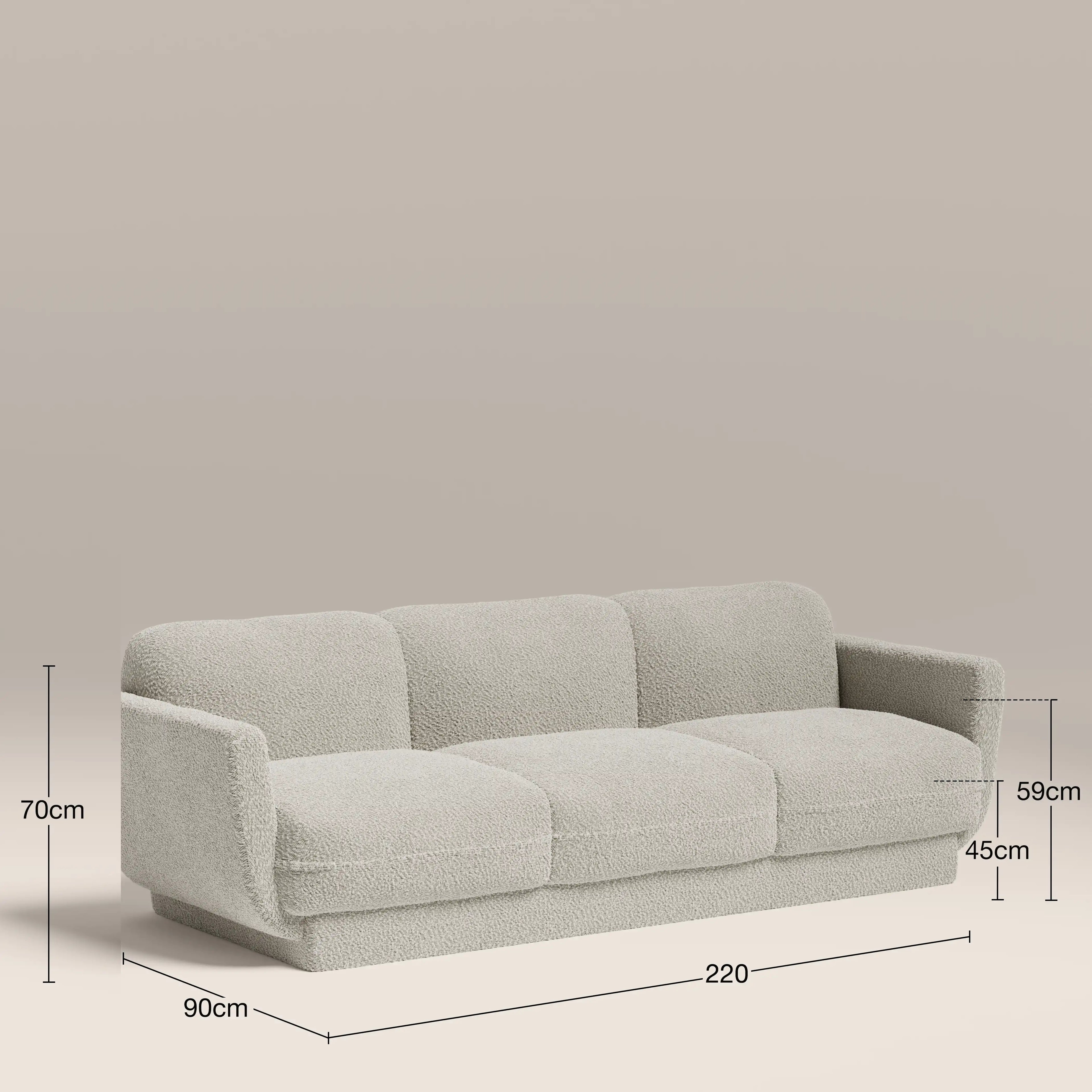 Connick 3 Seater Sofa | Speckled Stone Sustainable Boucle