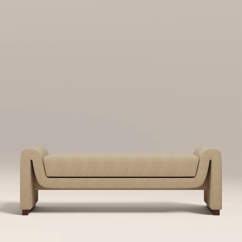 Bennett Bench | Speckled Latte Boucle & Walnut