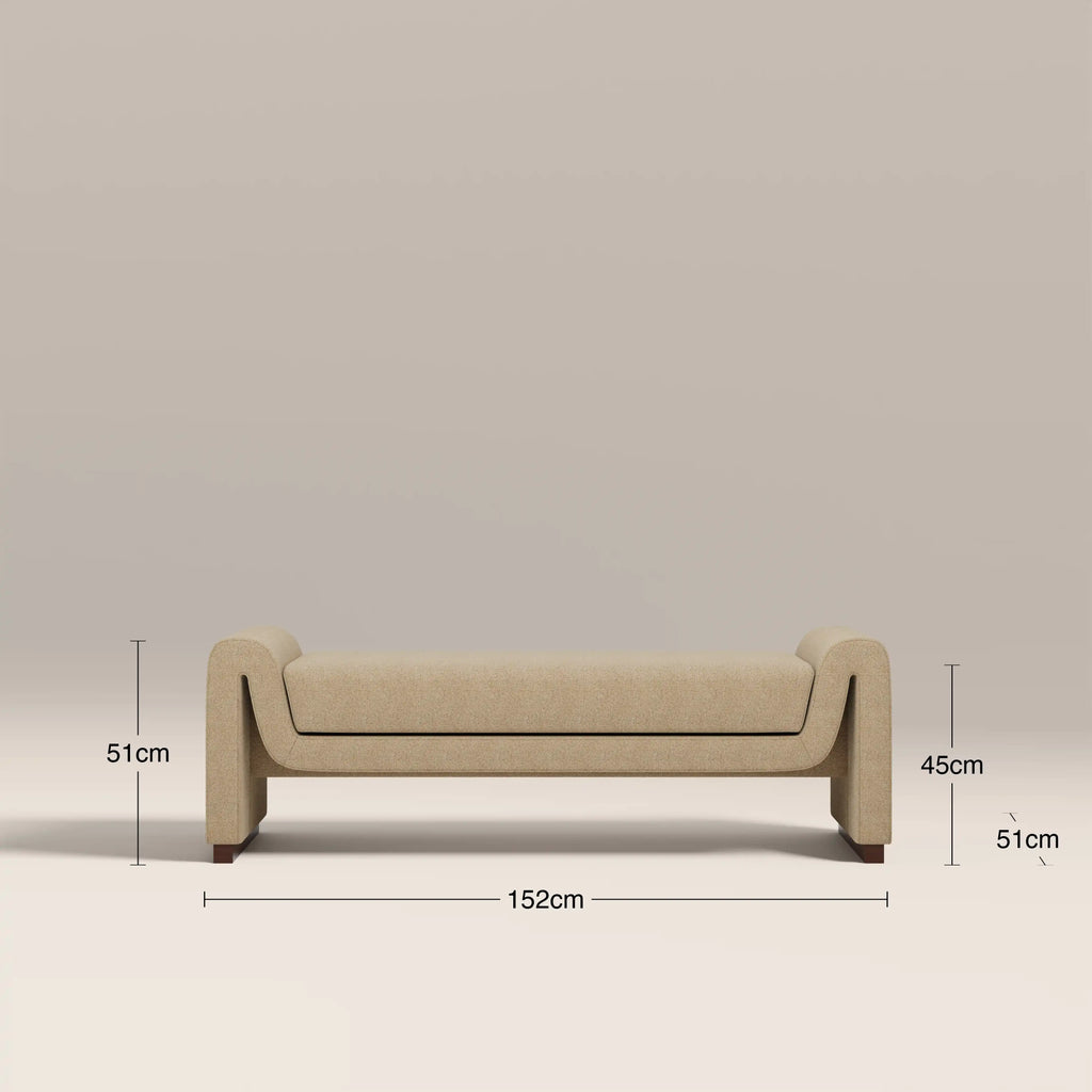 Bennett Bench | Speckled Latte Boucle & Walnut