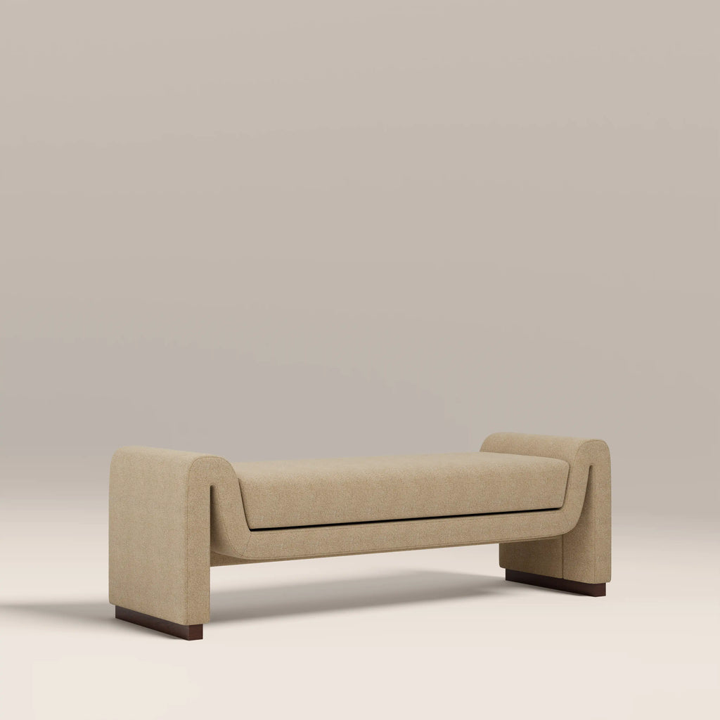 Bennett Bench | Speckled Latte Boucle & Walnut