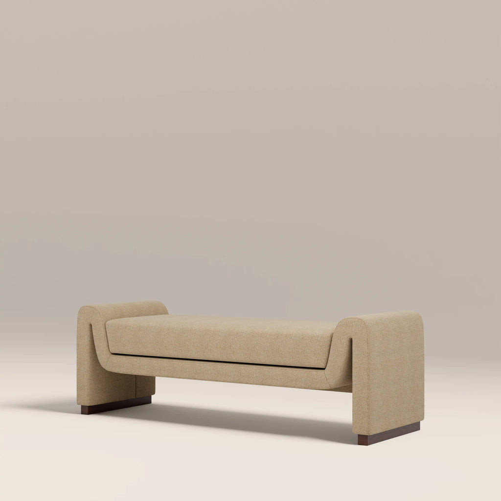 Bennett Bench | Speckled Latte Boucle & Walnut