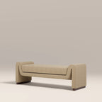 Bennett Bench | Speckled Latte Boucle & Walnut