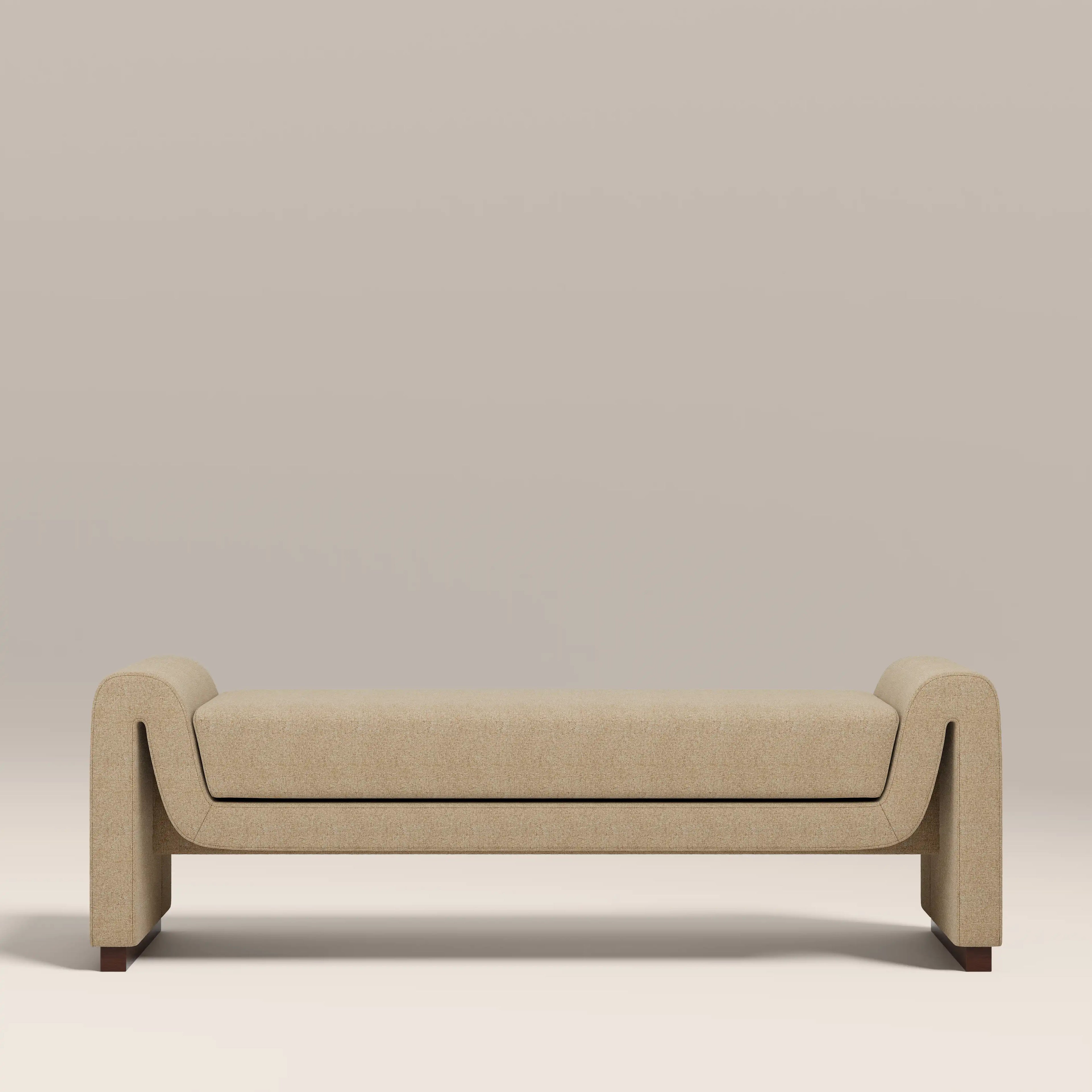 Bennett Bench | Speckled Latte Boucle & Walnut
