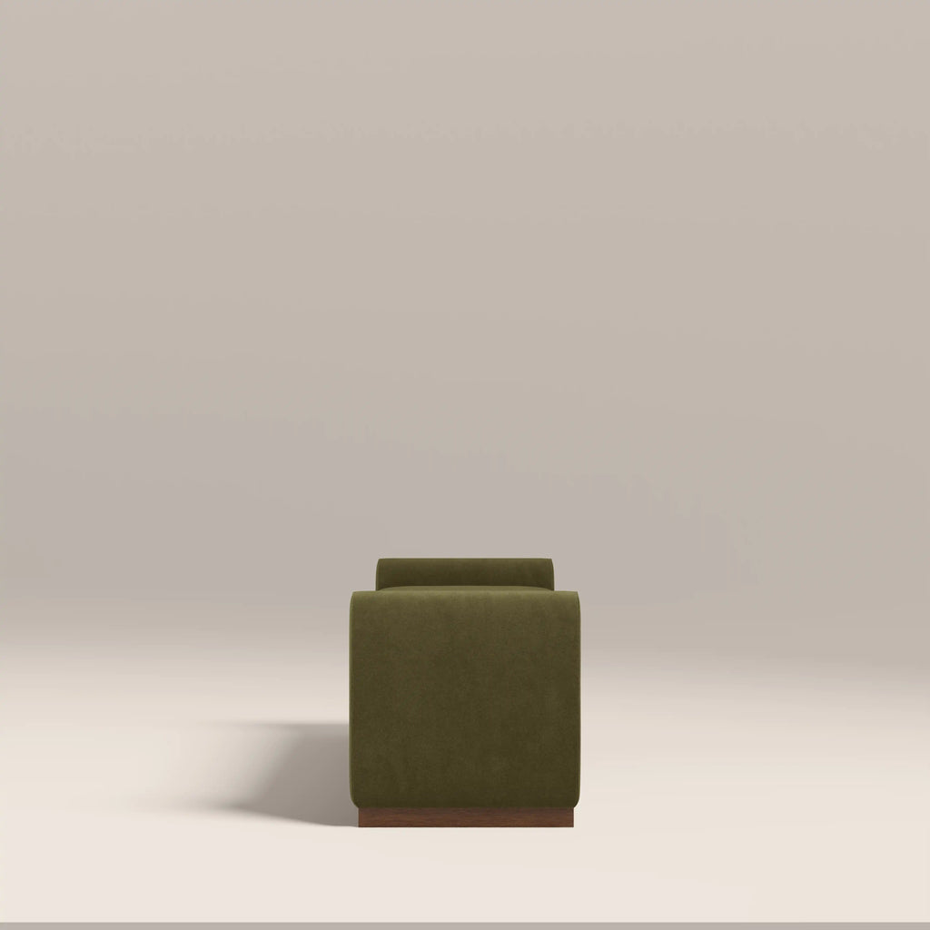 Bennett Bench | Moss Green Sustainable Mohair Velvet & Walnut