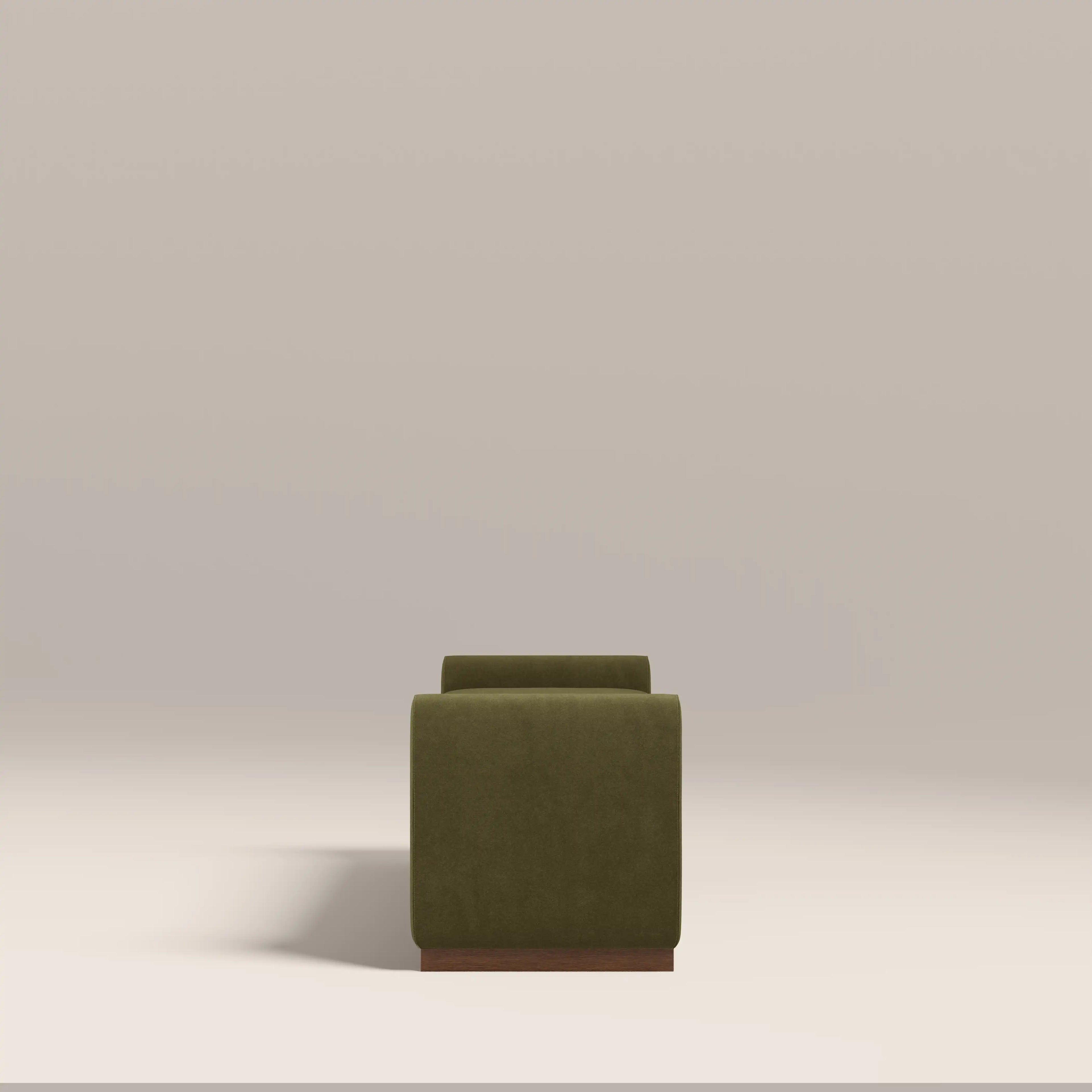 Bennett Bench | Moss Green Sustainable Mohair Velvet & Walnut