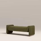 Bennett Bench | Moss Green Sustainable Mohair Velvet & Walnut
