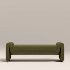 Bennett Bench | Moss Green Sustainable Mohair Velvet & Walnut