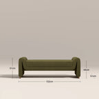 Bennett Bench | Moss Green Sustainable Mohair Velvet & Walnut