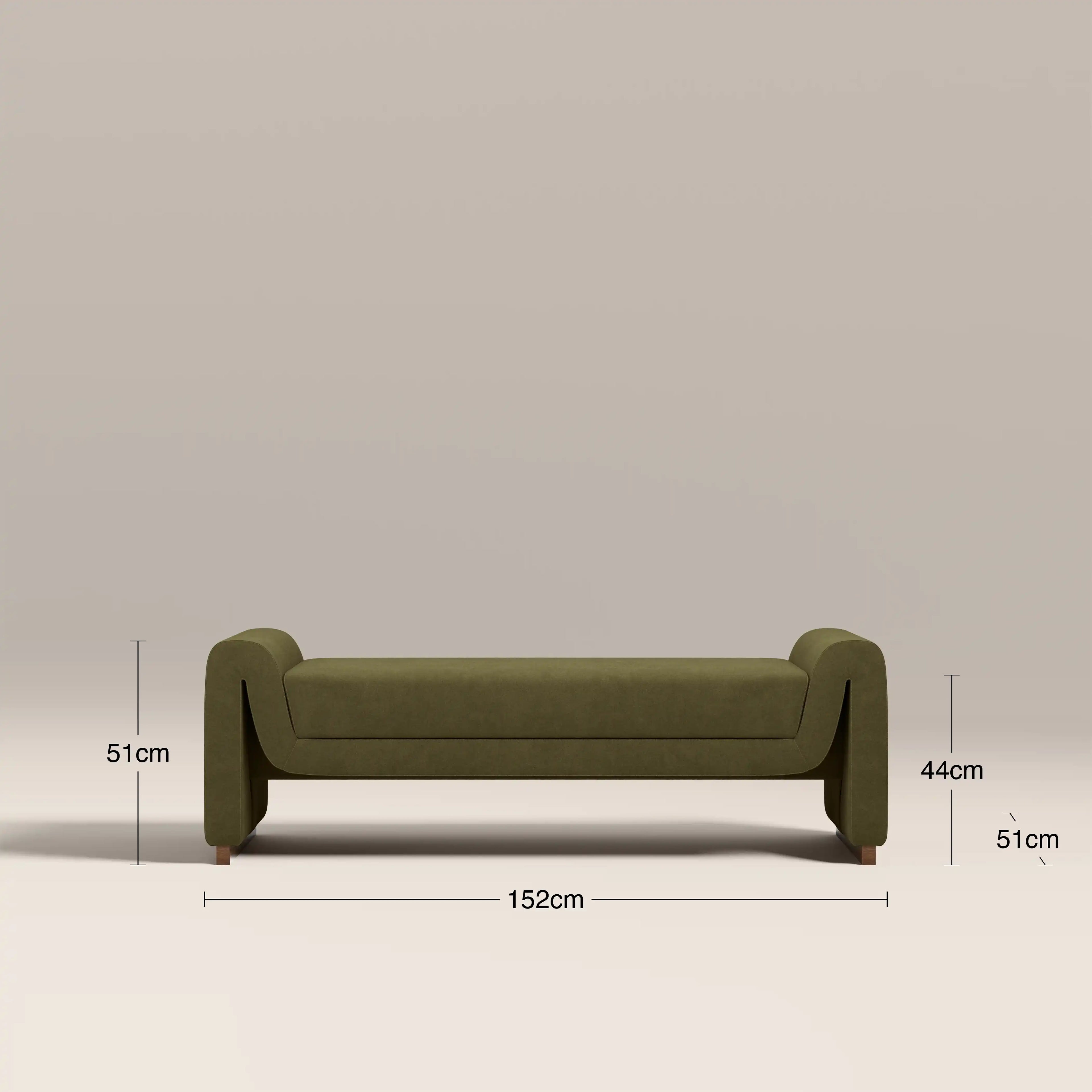 Bennett Bench | Moss Green Sustainable Mohair Velvet & Walnut