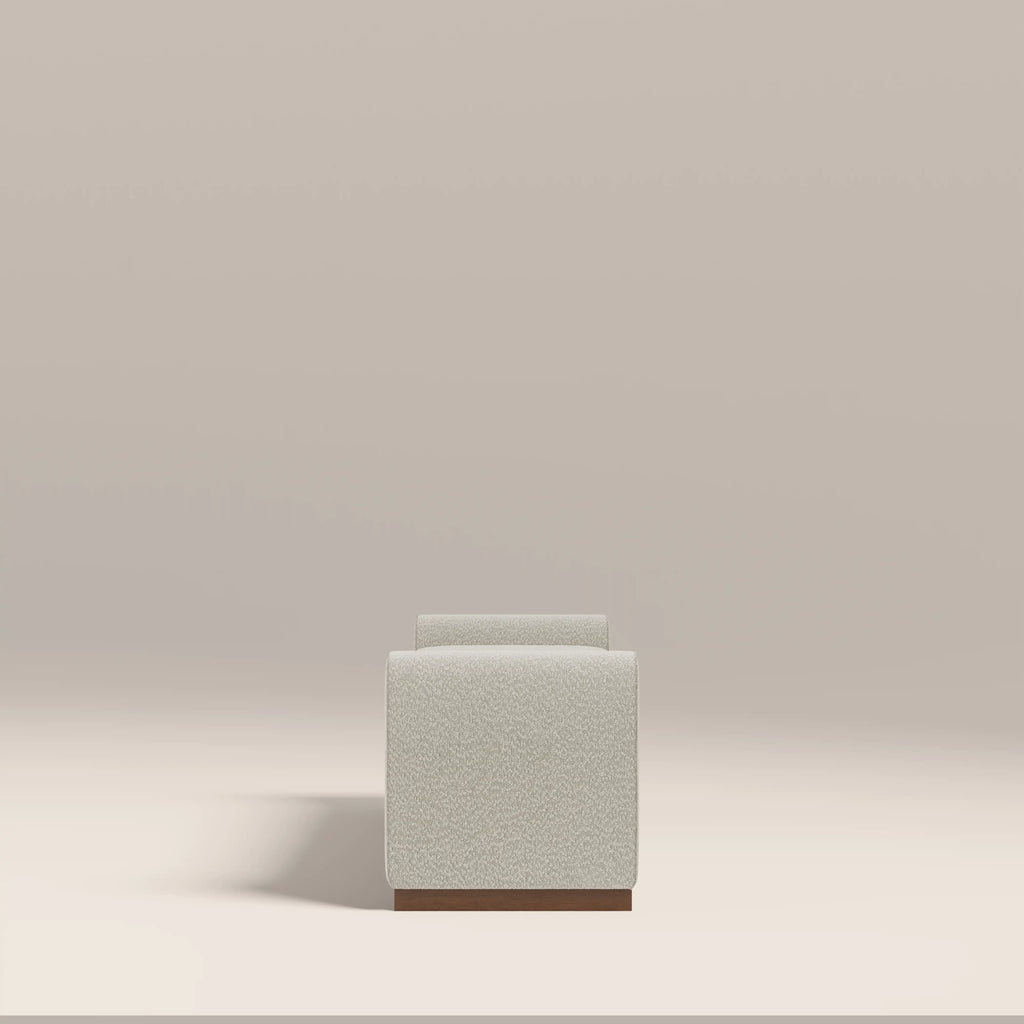 Bennett Bench | Speckled Stone Sustainable Boucle & Walnut