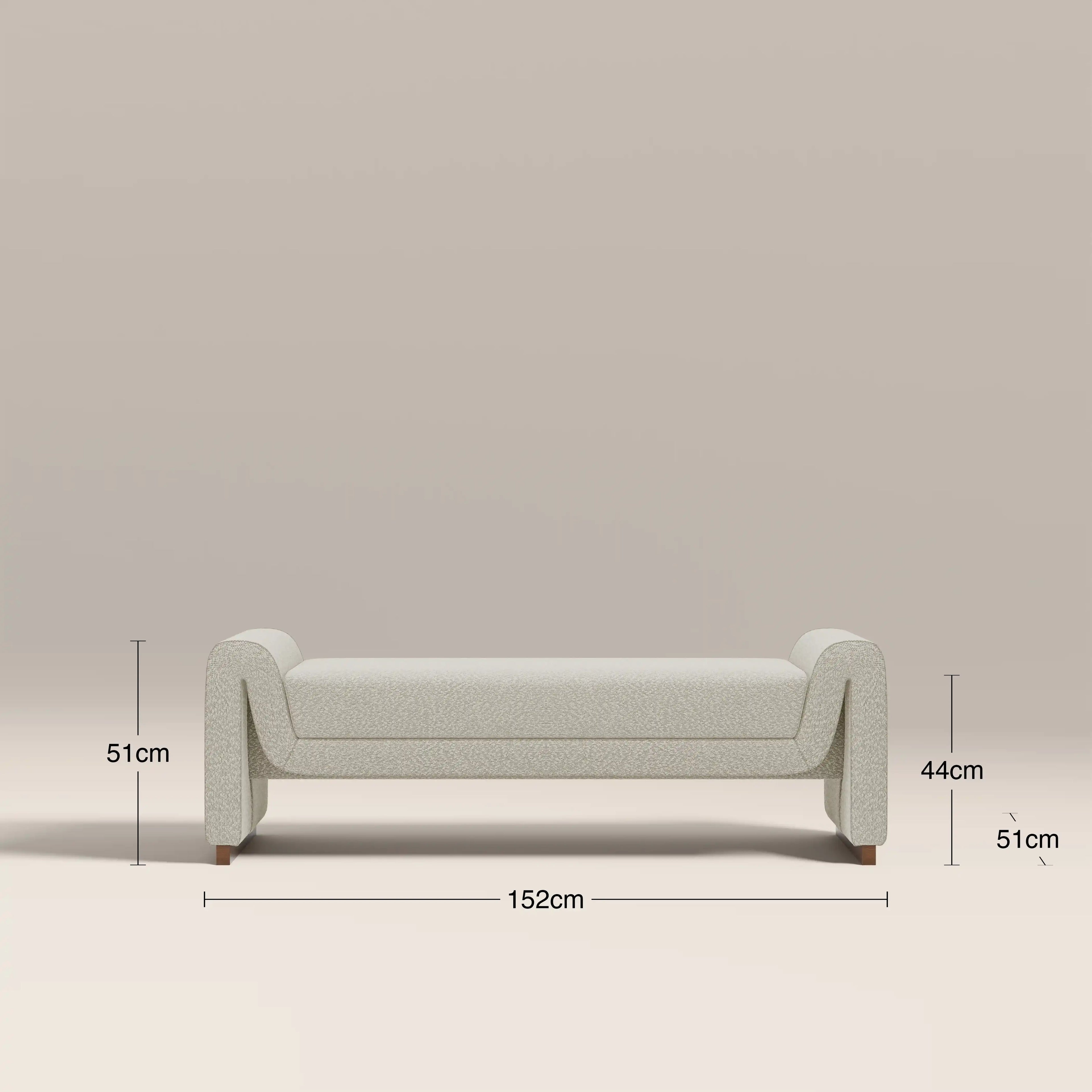 Bennett Bench | Speckled Stone Sustainable Boucle & Walnut