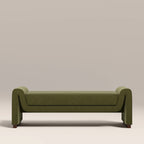 Bennett Bench | Moss Green Sustainable Mohair Velvet & Walnut