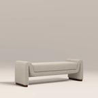 Bennett Bench | Speckled Stone Sustainable Boucle & Walnut