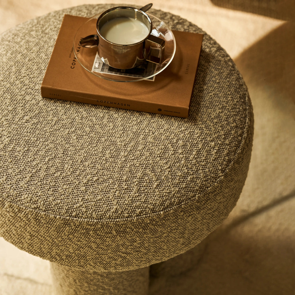 Ayla Pouffe | Speckled Stone Sustainable Boucle
