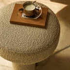 Ayla Pouffe | Speckled Stone Sustainable Boucle