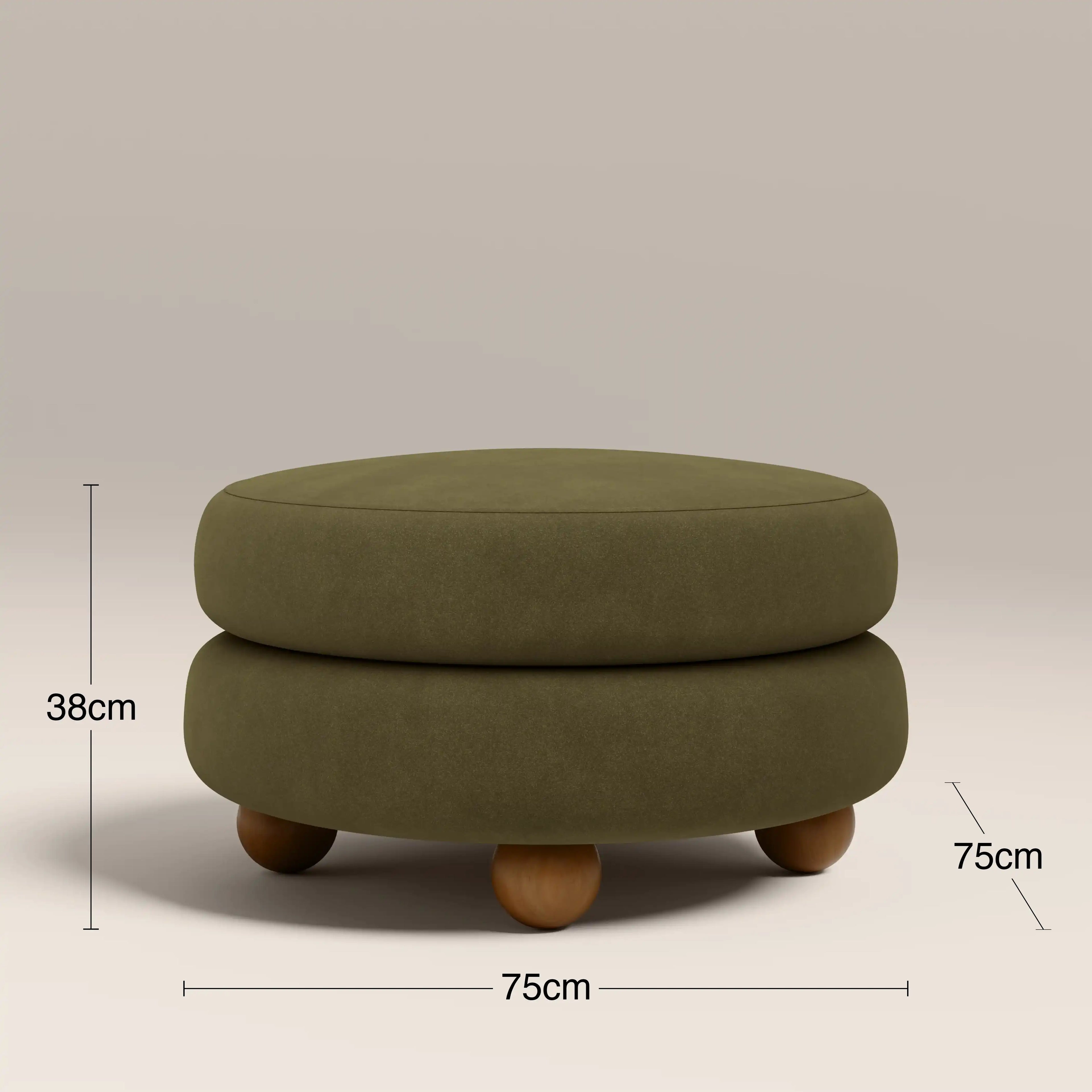 Hazel Footstool | Moss Green Sustainable Mohair Velvet & Walnut