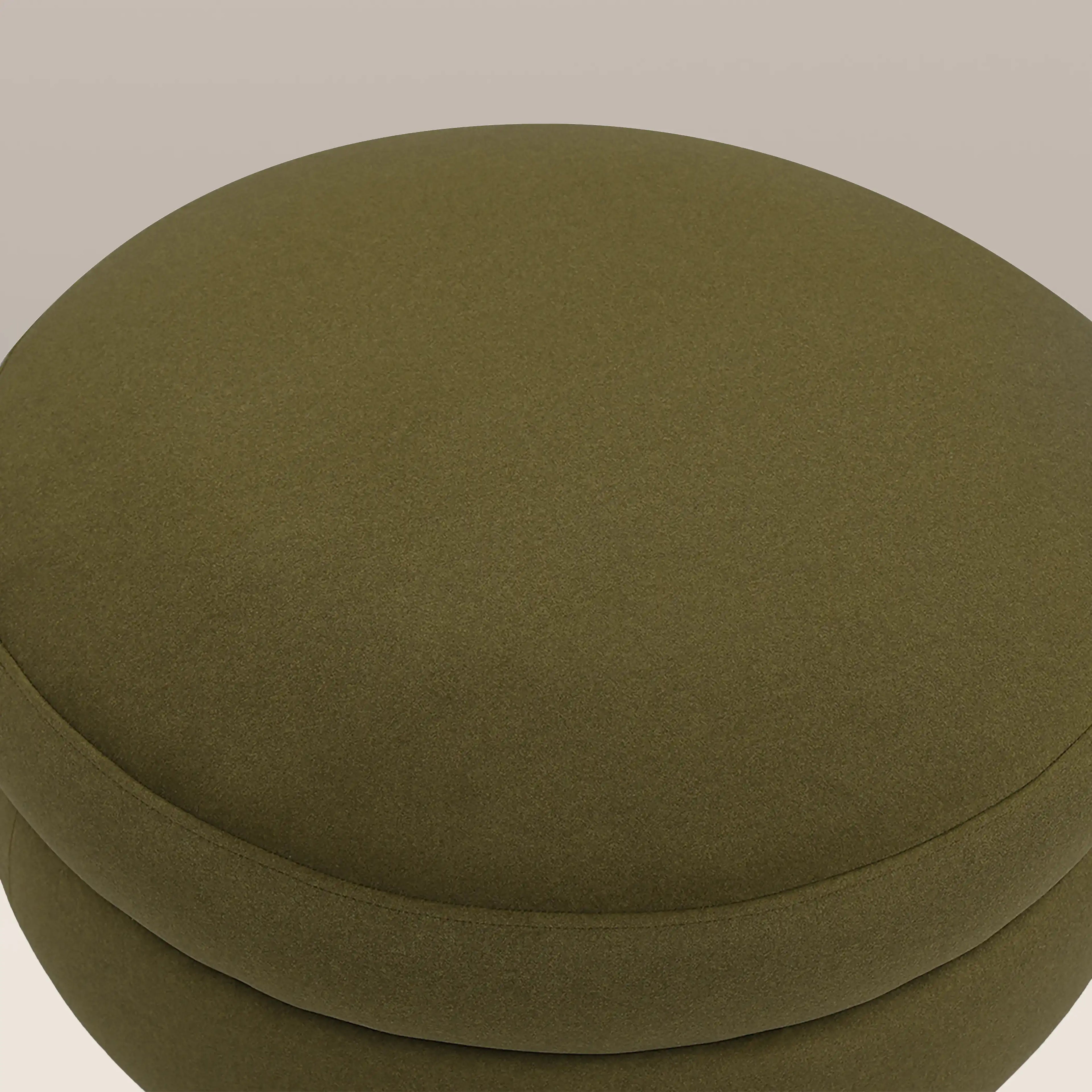 Hazel Footstool | Moss Green Sustainable Mohair Velvet & Walnut