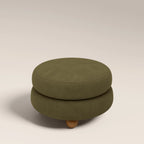 Hazel Footstool | Moss Green Sustainable Mohair Velvet & Walnut