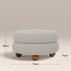 Hazel Footstool | Speckled Stone Sustainable Boucle & Walnut