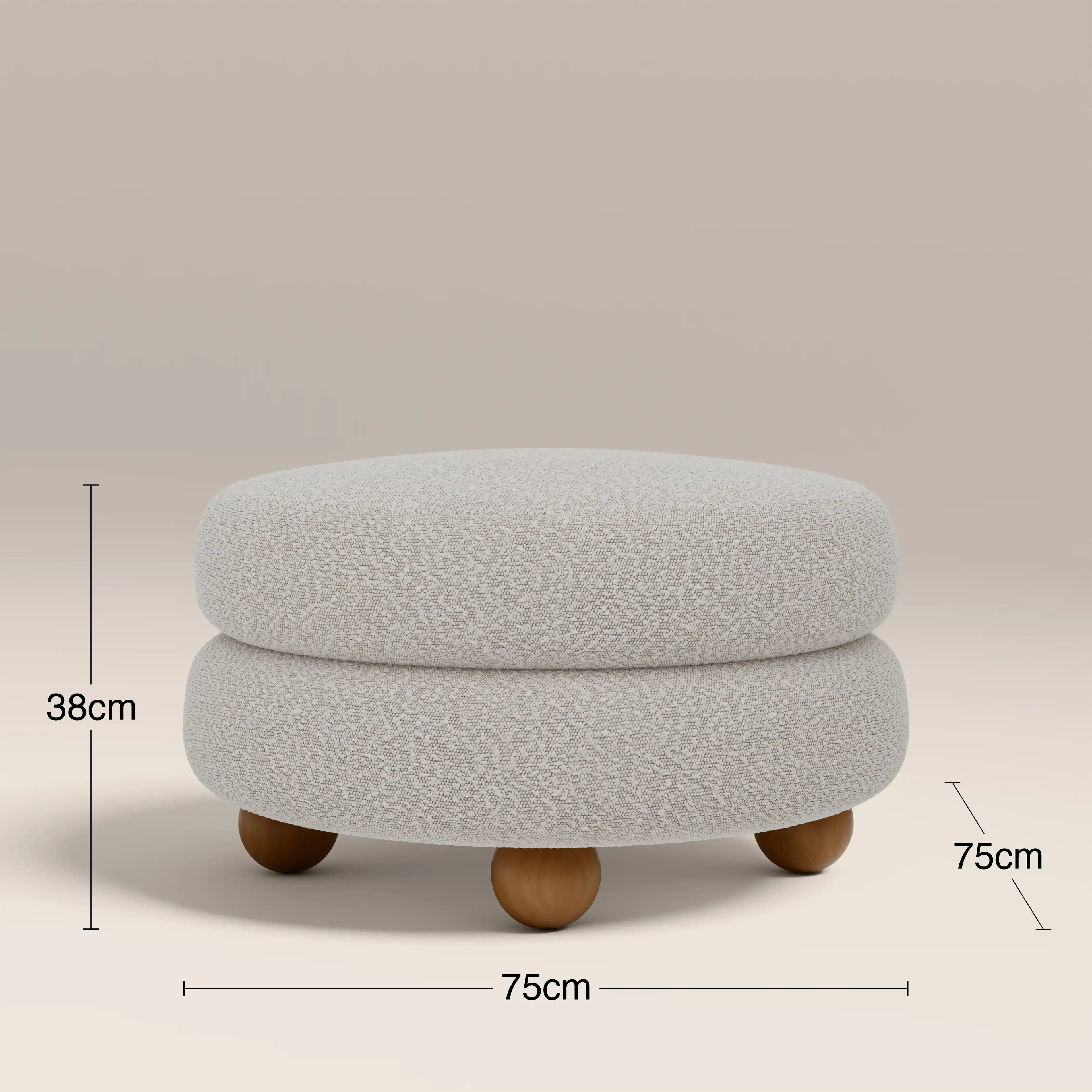 Hazel Footstool | Speckled Stone Sustainable Boucle & Walnut