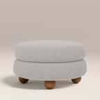 Hazel Footstool | Speckled Stone Sustainable Boucle & Walnut