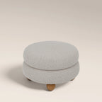 Hazel Footstool | Speckled Stone Sustainable Boucle & Walnut