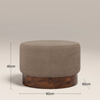 Marie Footstool | Truffle Brown Sustainable Mohair Velvet & Walnut Burl Wood