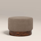 Marie Footstool | Truffle Brown Sustainable Mohair Velvet & Walnut Burl Wood