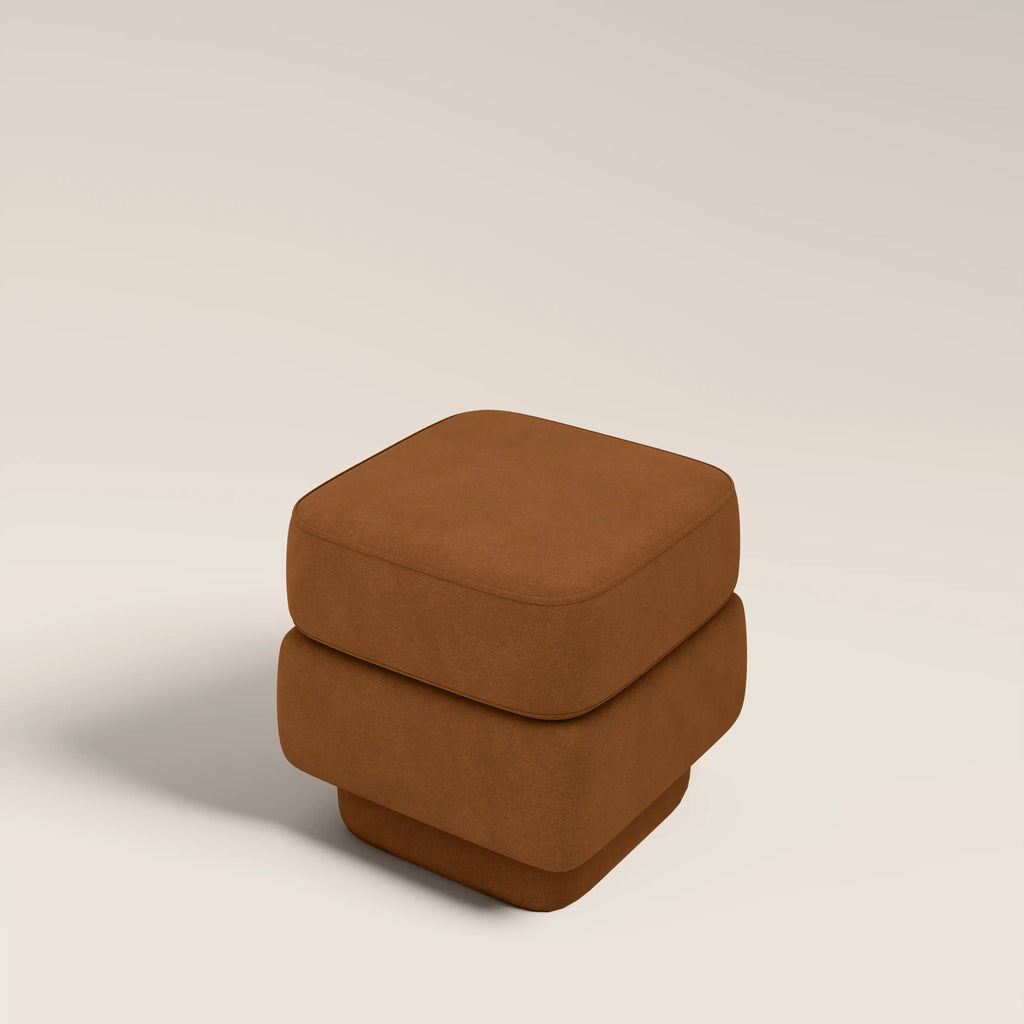 Ava Pouffe | Caramel Brown Sustainable Mohair Velvet