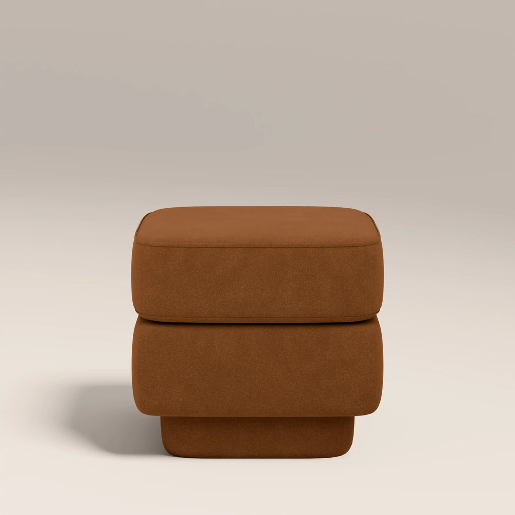 Ava Pouffe | Caramel Brown Sustainable Mohair Velvet