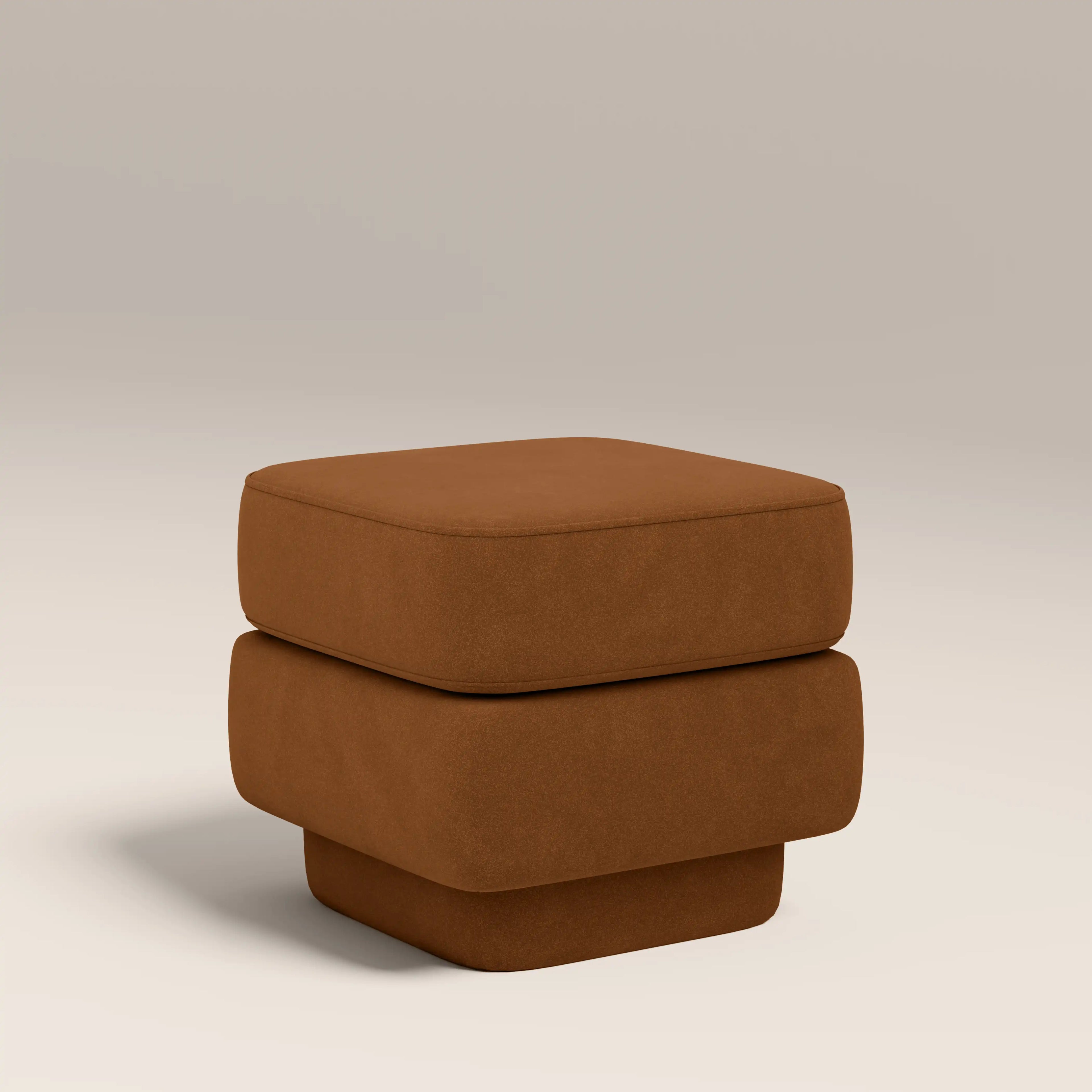 Ava Pouffe | Caramel Brown Sustainable Mohair Velvet
