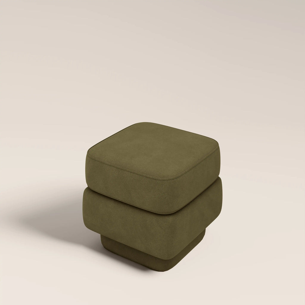 Ava Pouffe | Moss Green Sustainable Mohair Velvet