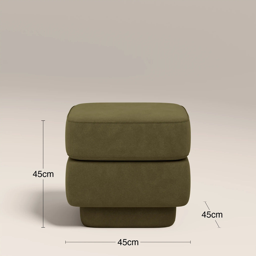 Ava Pouffe | Moss Green Sustainable Mohair Velvet