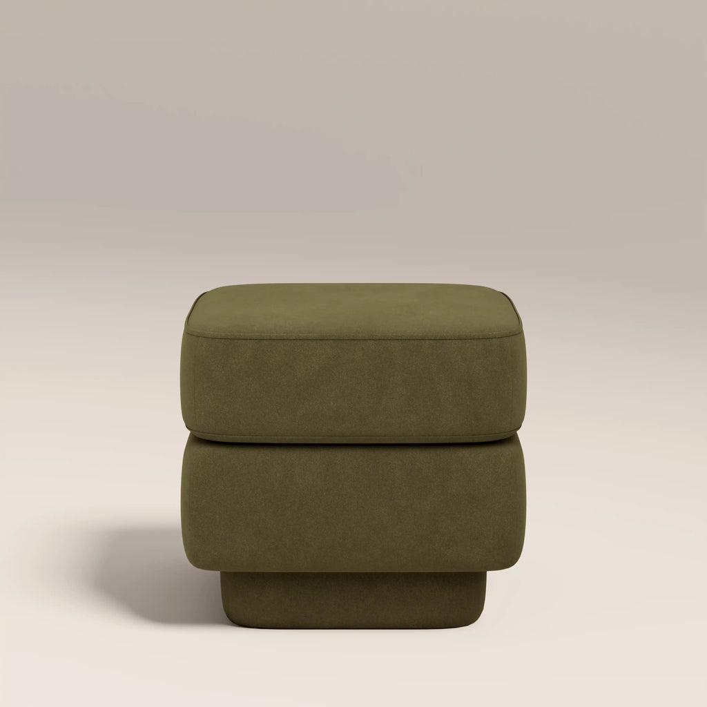Ava Pouffe | Moss Green Sustainable Mohair Velvet
