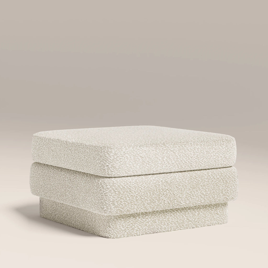 Ava Footstool | Speckled Stone Sustainable Boucle