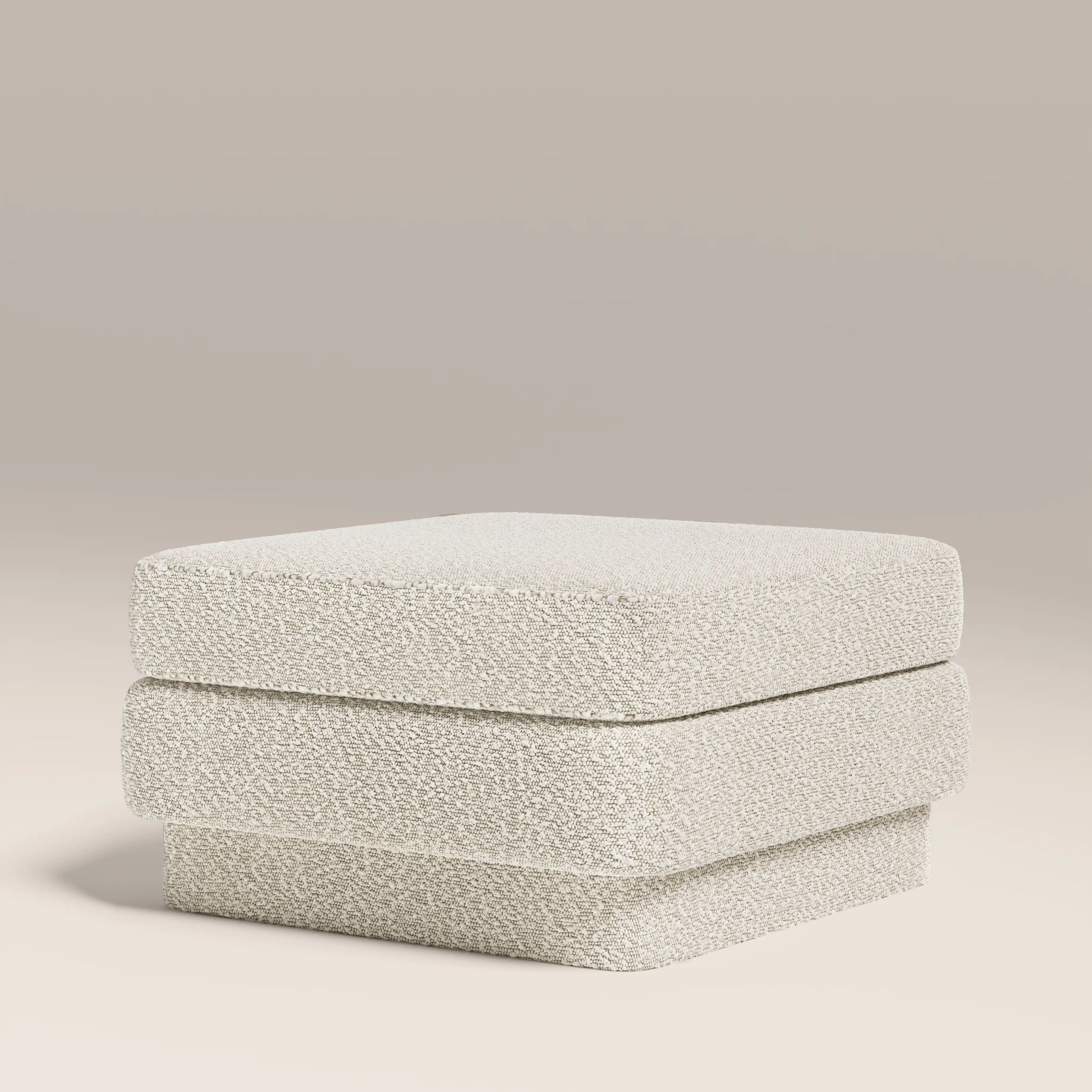 Ava Footstool | Speckled Stone Sustainable Boucle