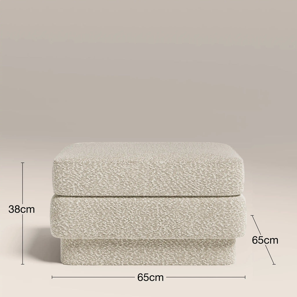 Ava Footstool | Speckled Stone Sustainable Boucle