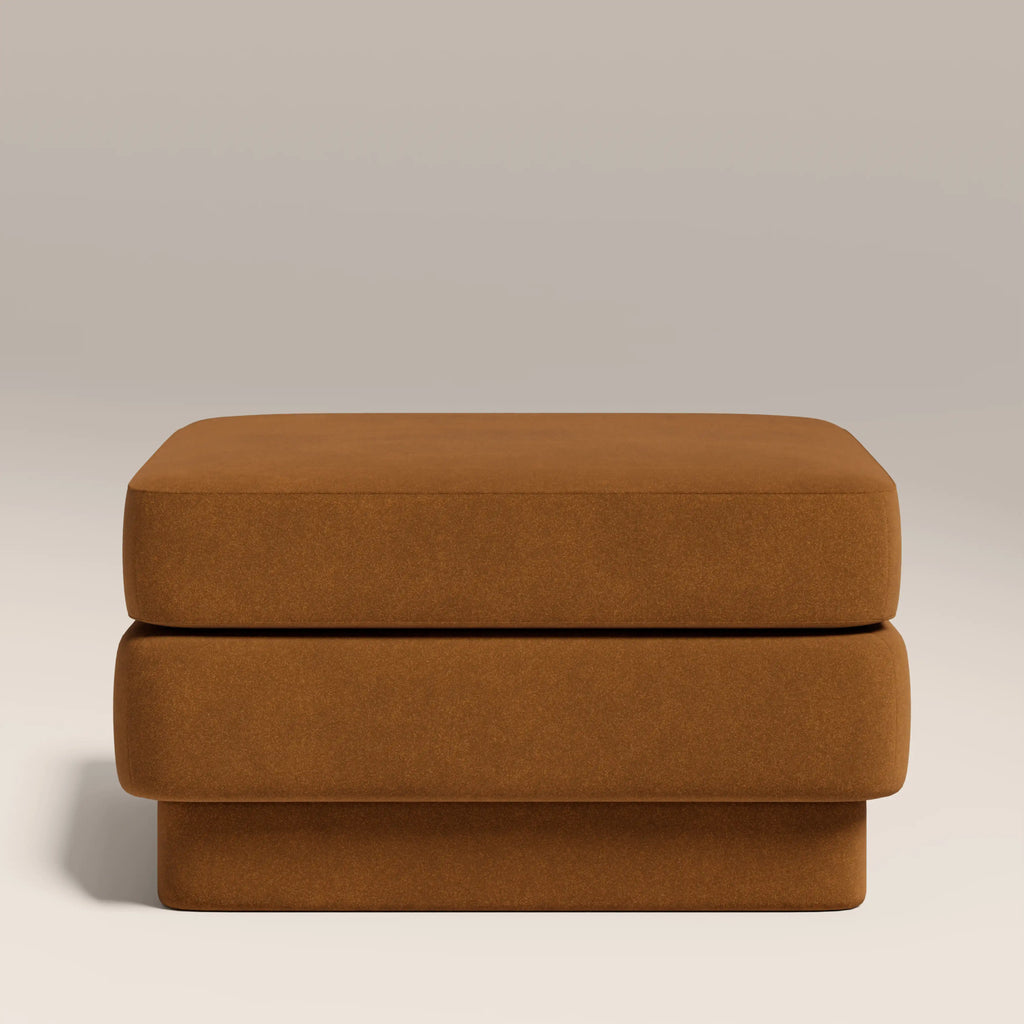 Ava Footstool | Caramel Brown Sustainable Mohair Velvet