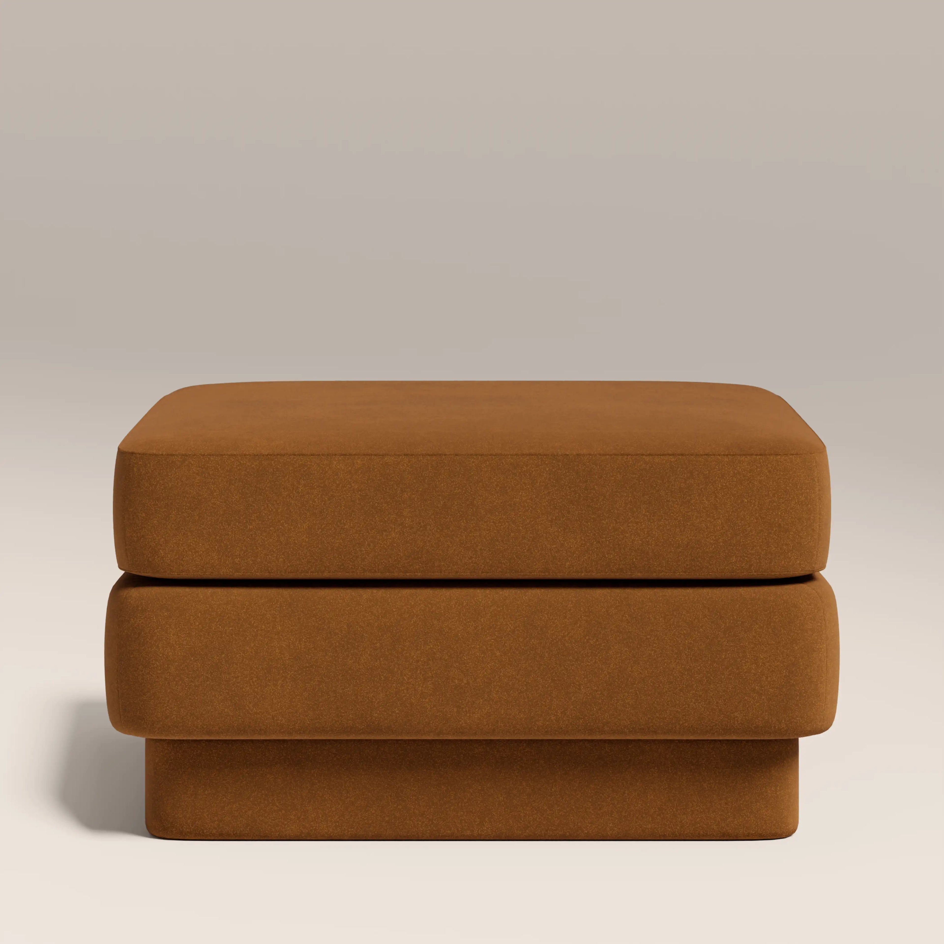 Ava Footstool | Caramel Brown Sustainable Mohair Velvet