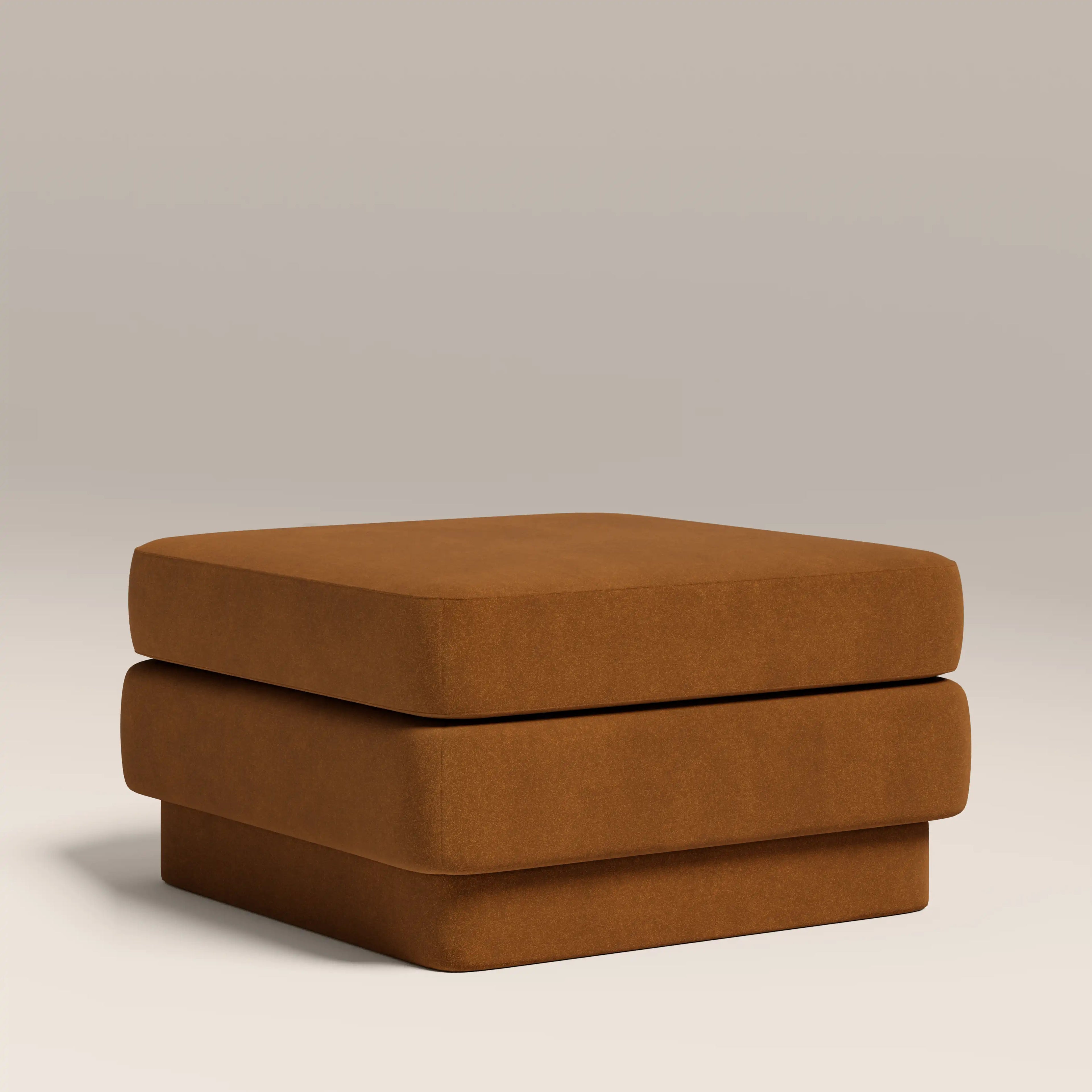 Ava Footstool | Caramel Brown Sustainable Mohair Velvet