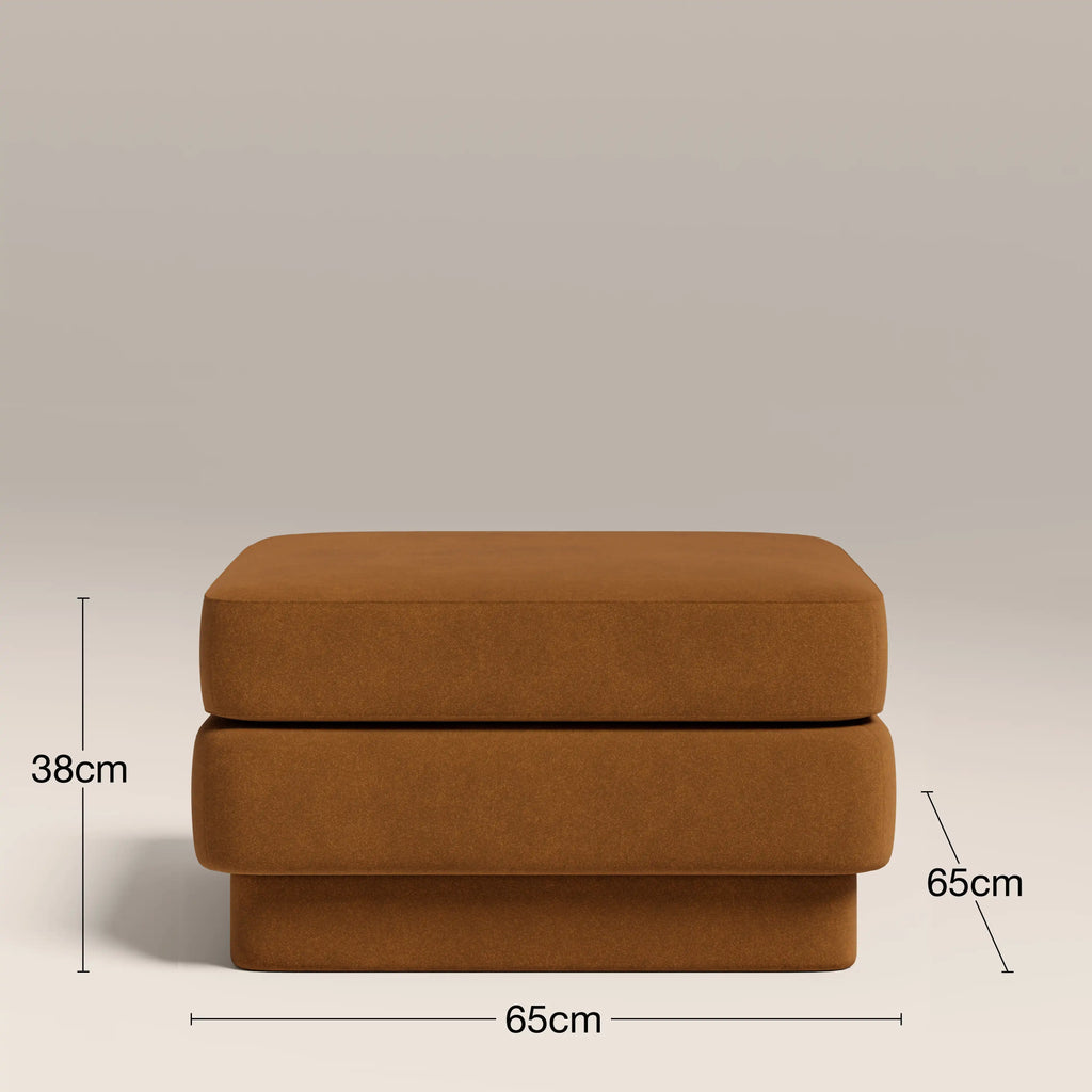 Ava Footstool | Caramel Brown Sustainable Mohair Velvet