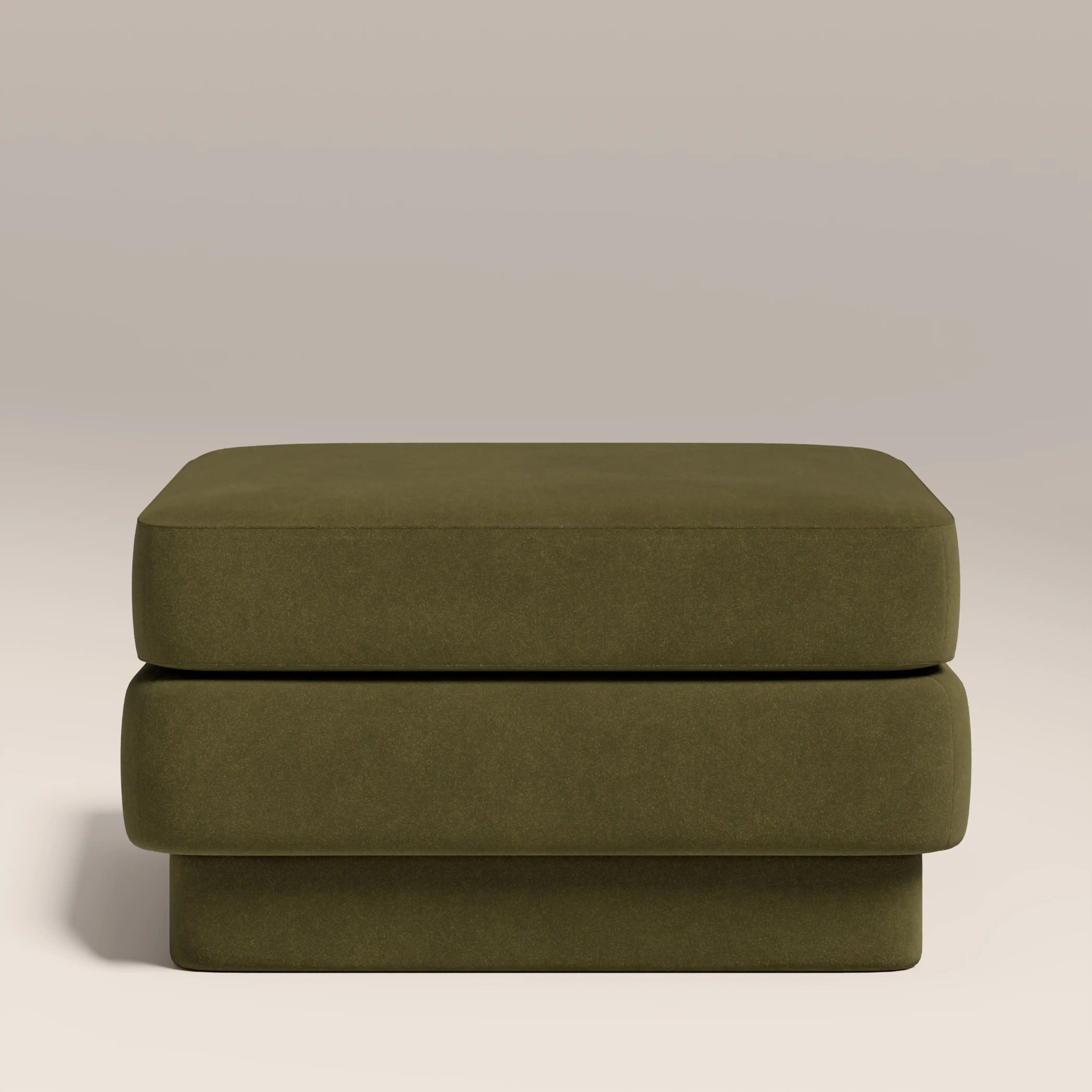 Ava Footstool | Moss Green Sustainable Mohair Velvet