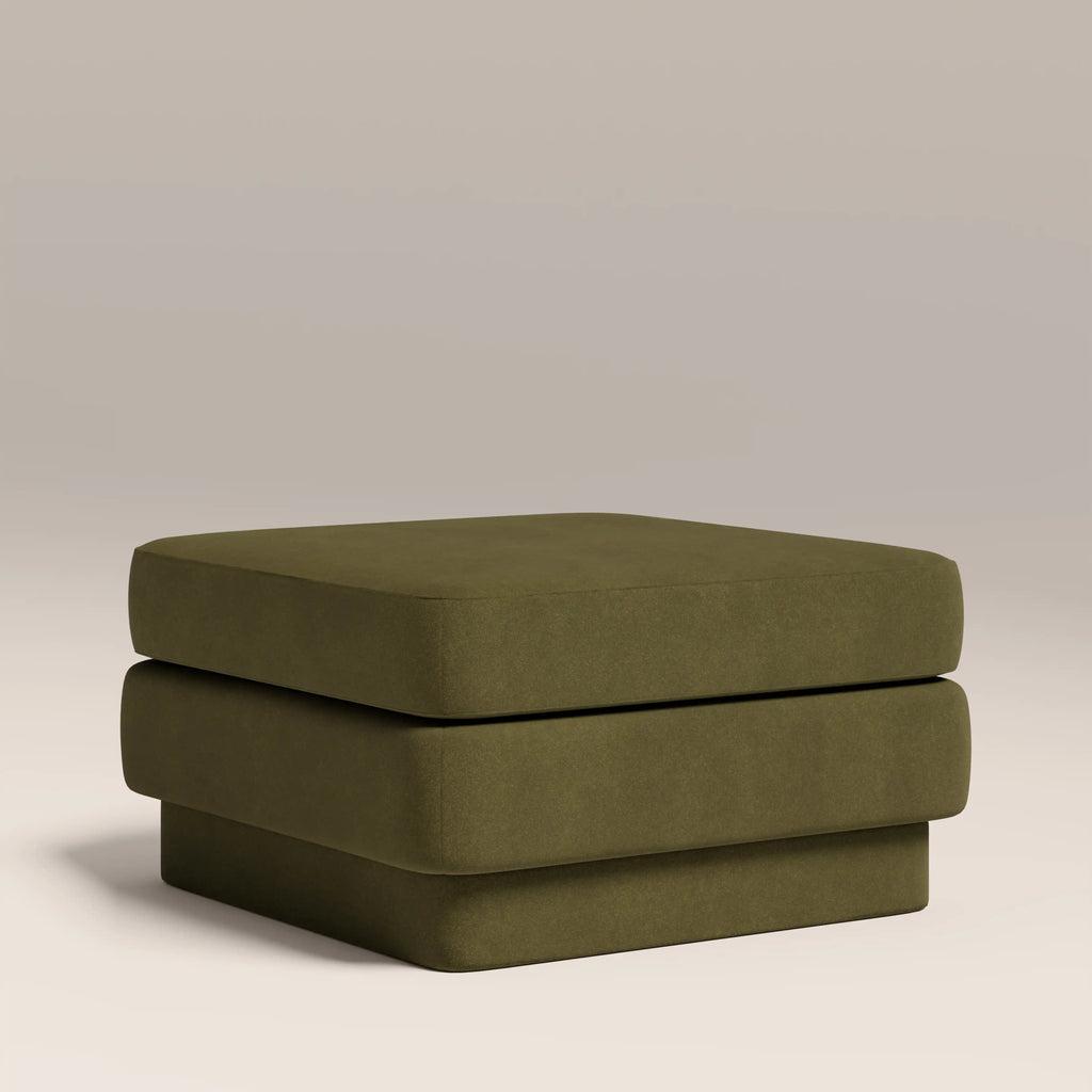 Ava Footstool | Moss Green Sustainable Mohair Velvet