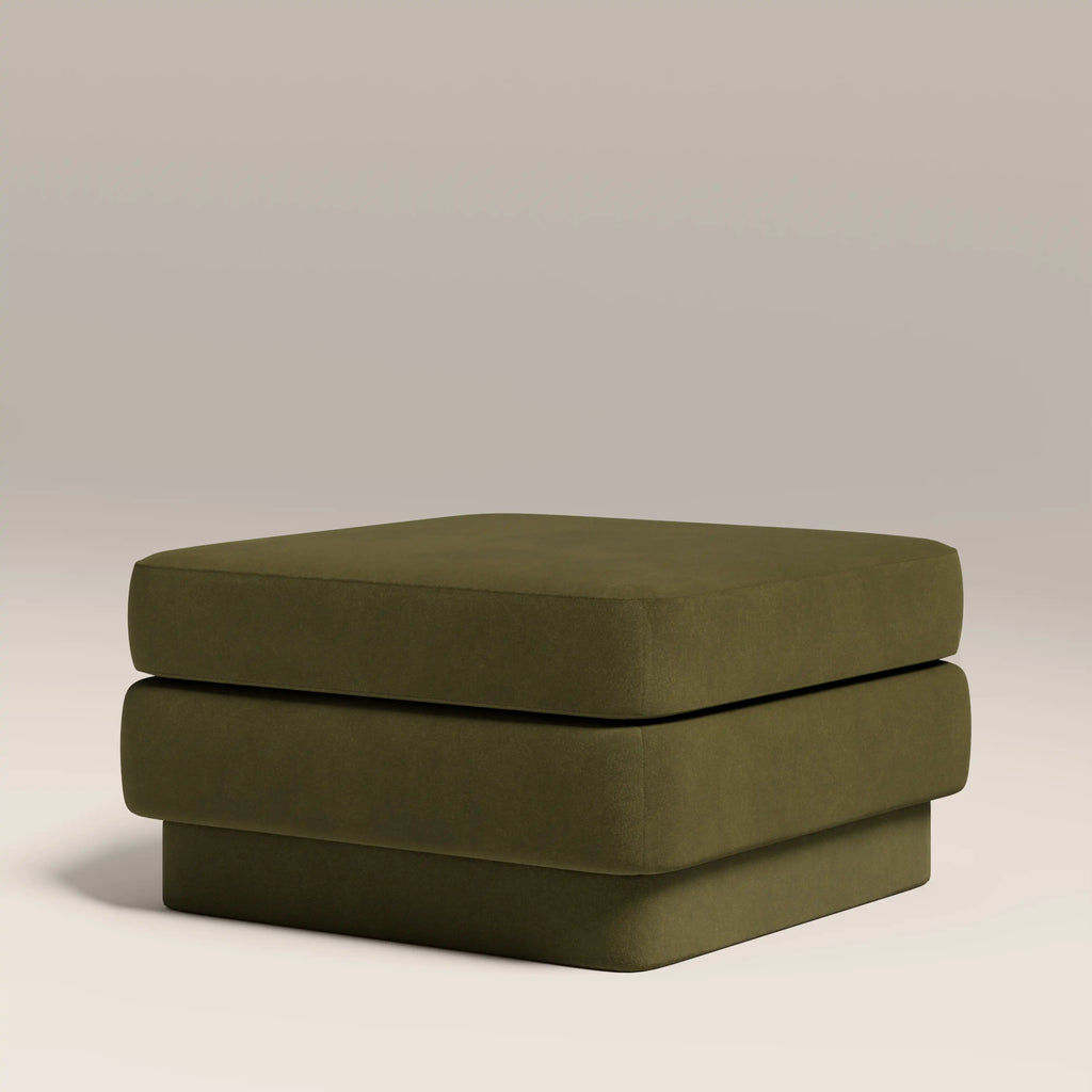 Ava Footstool | Moss Green Sustainable Mohair Velvet