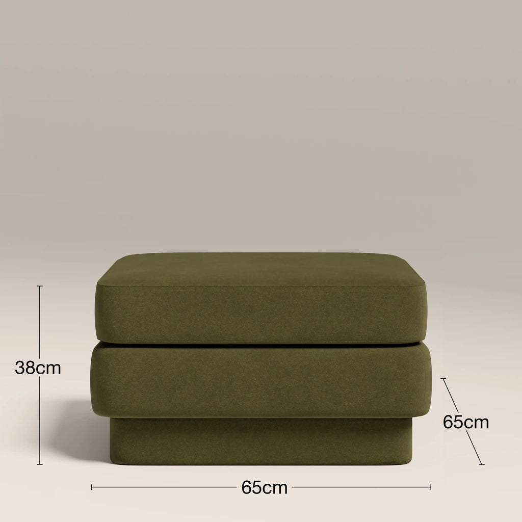 Ava Footstool | Moss Green Sustainable Mohair Velvet