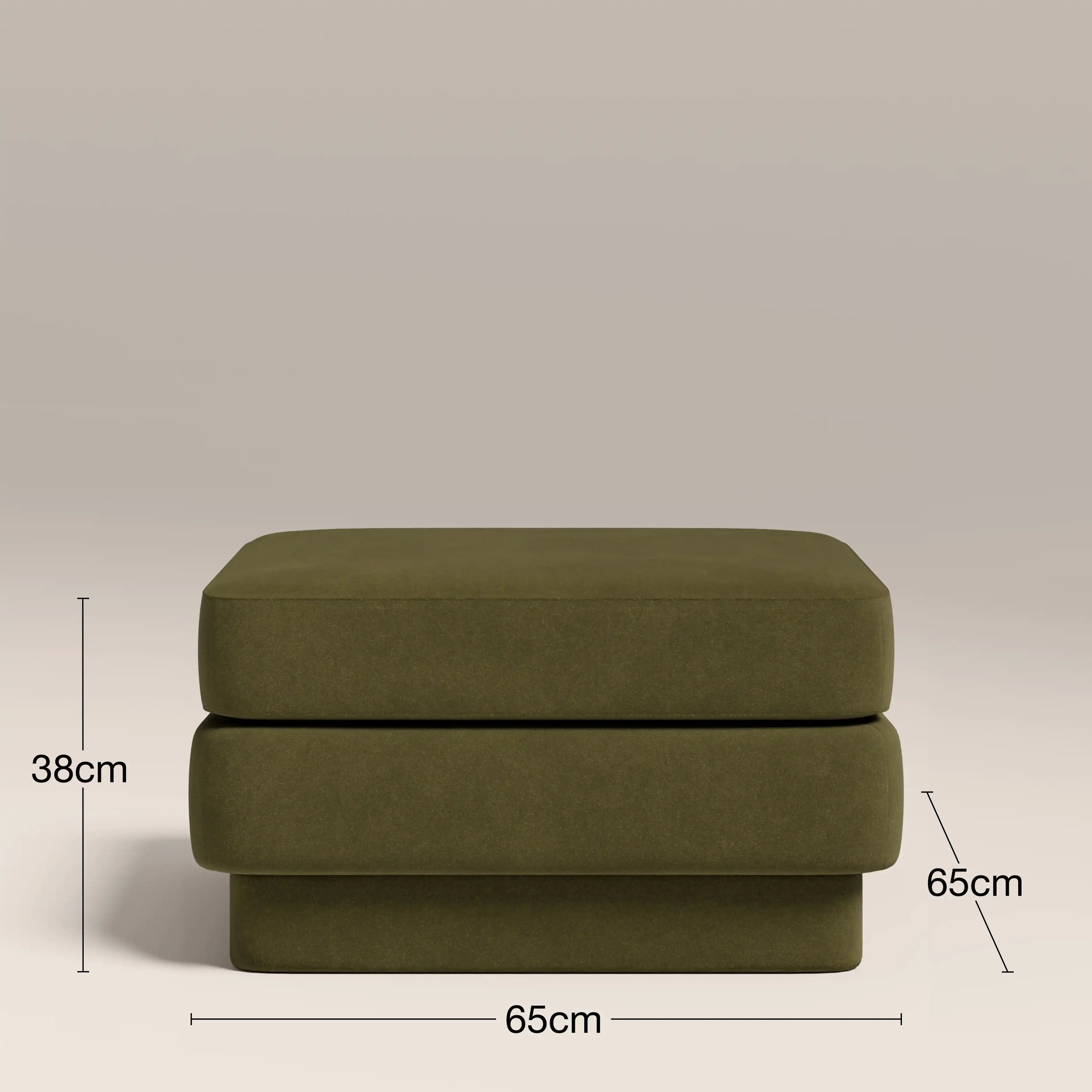 Ava Footstool | Moss Green Sustainable Mohair Velvet